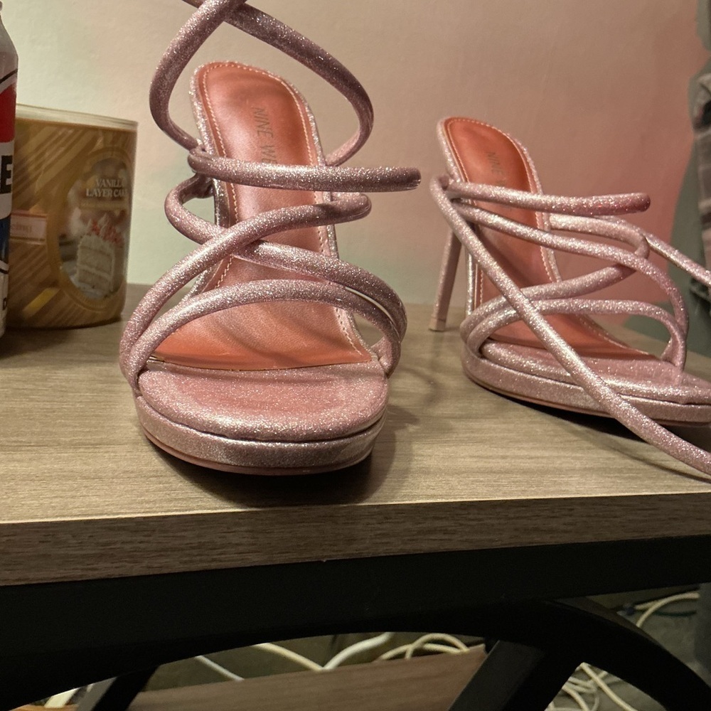 Nine West Shimmering Pink Strappy Heels